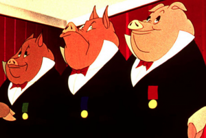 The Pigs of George Orwells' "Animal Farm - L-R : Debbie Franklin, Art Welch, George Moyer